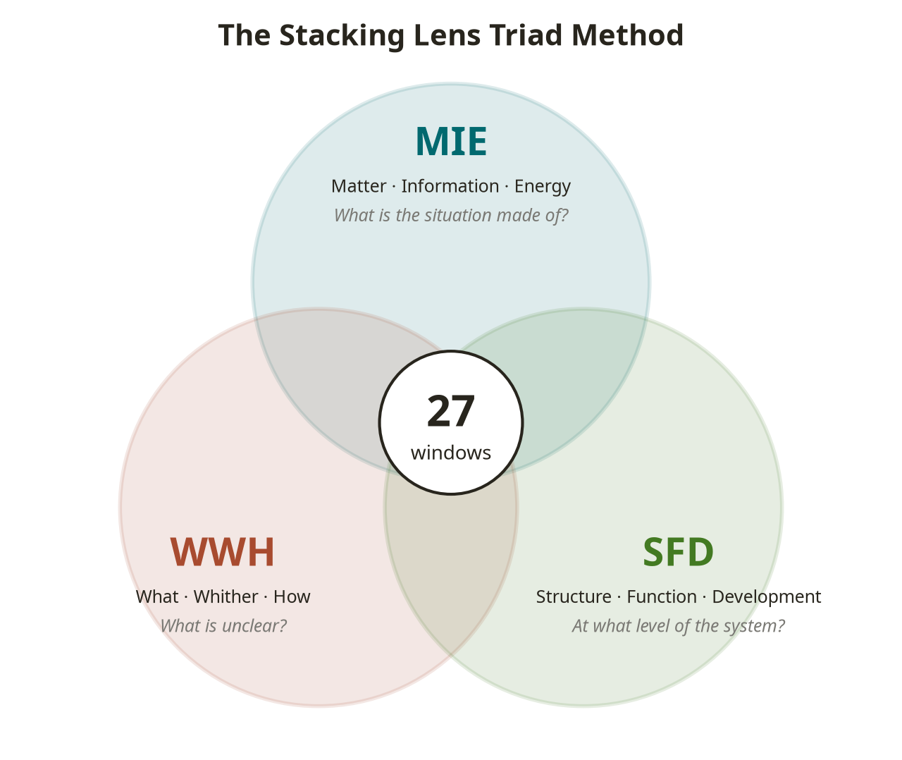 Fig. 2. The three lenses of Triadic Intelligence form a nine-dimensional cognitive space